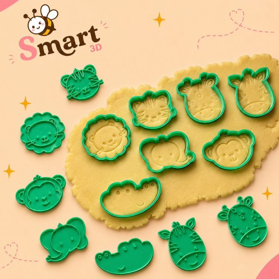 Kit 7 Cortador Marcador Biscoito - Safari - Floresta Animais