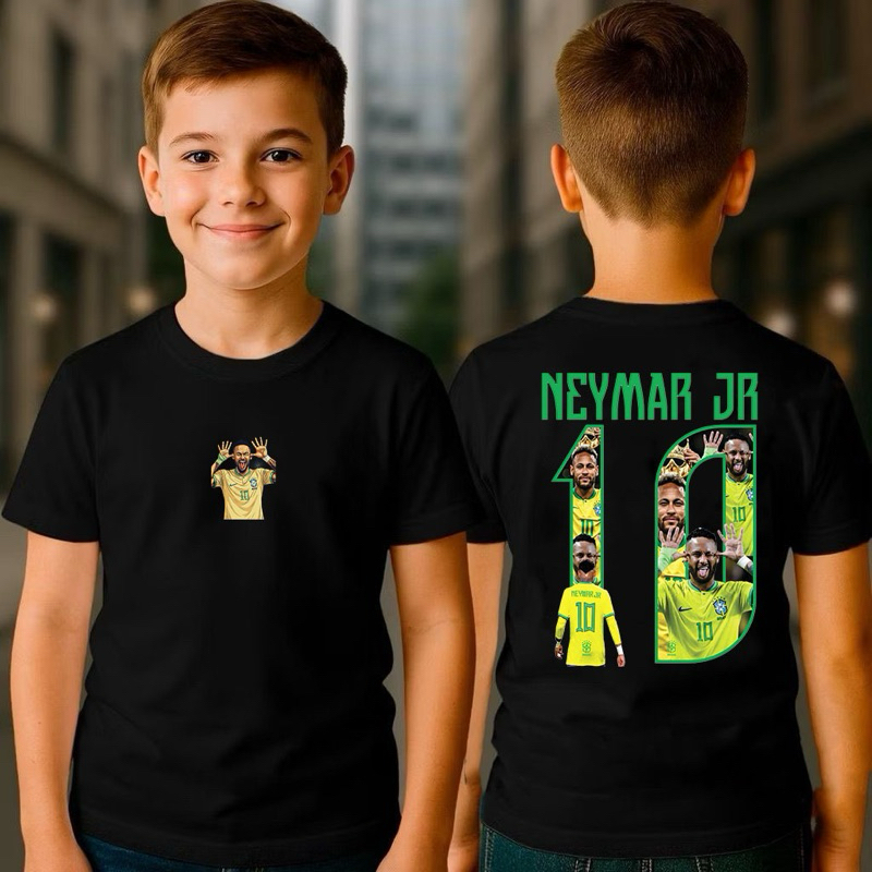 Camiseta Infantil Neymar 10 Copa Do mundo 100% Algodão | Shopee Brasil