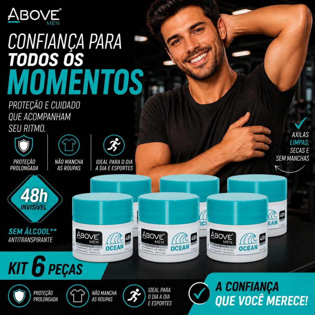 Kit Desodorante Em Creme Antitranspitante Above Men Elements Ocean