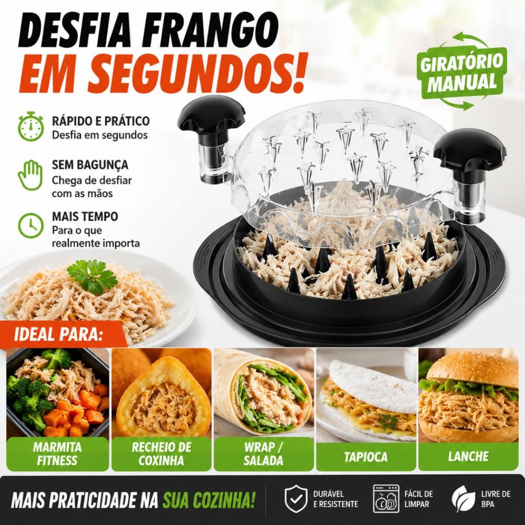 Triturador Desfiador Manual de Frango Carnes Para Cozinha Pr