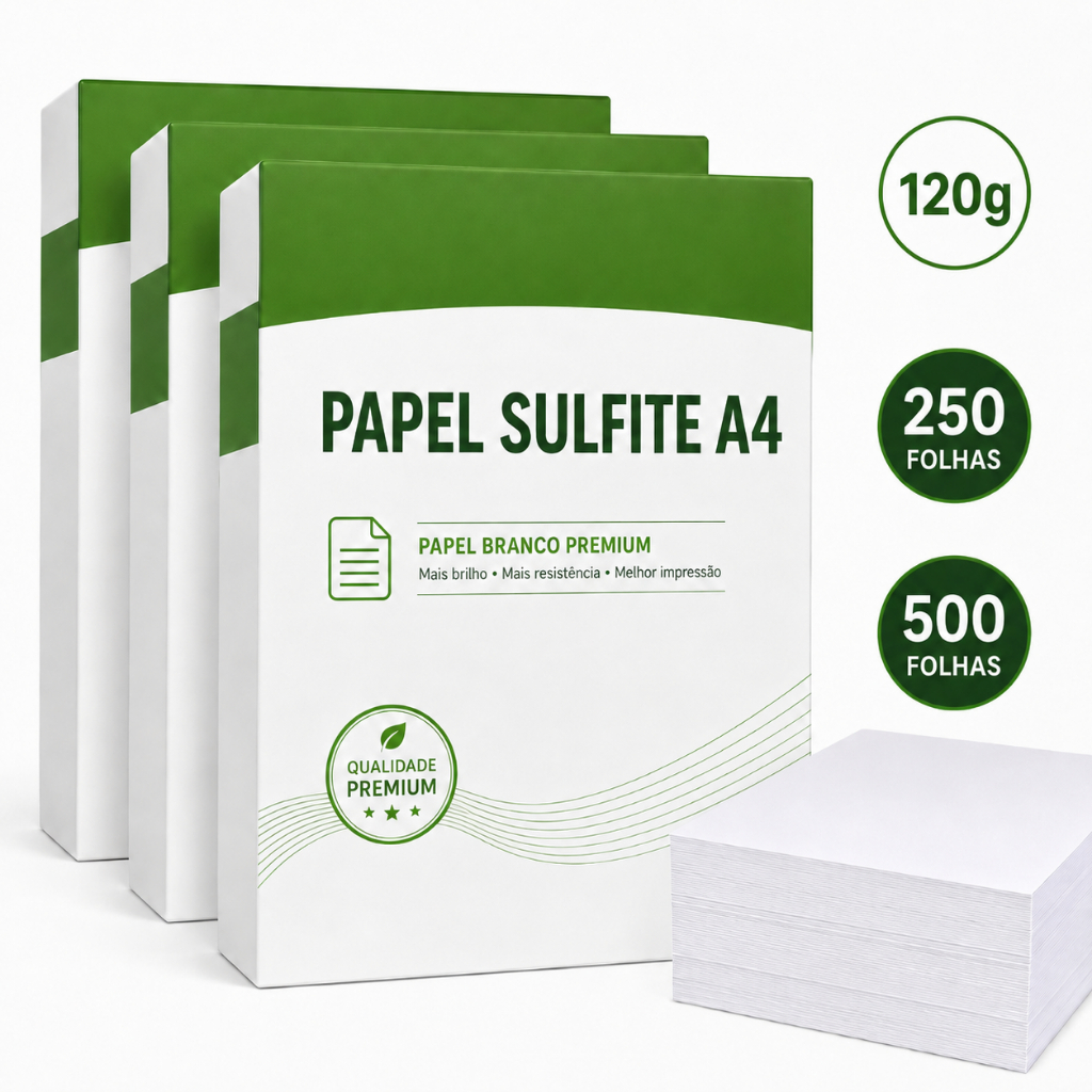 Papel Sulfite A4 120g OffSet Branco Premium para Impressão Artesanato ...