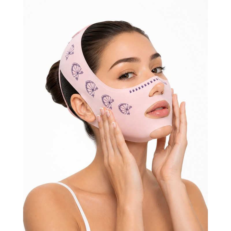 Máscara V-Line 2 em 1 | Cinta Facial Modeladora Lifting | Papada