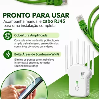 Repetidor Wifi 6 Antenas Potente 300mbps Longo Alcance