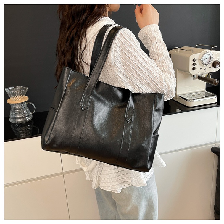 Imagem do produto Bolsa Feminina Couro PU Vintage Grande Capacidade Tote Bag Ombro Shopper Elegante Para Trabalho Faculdade e Passeio 7