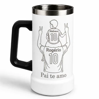 Caneca Térmica Inox 720ml Personalizada Pai e Filho | Presente Dia dos Pais