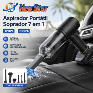 New Star Aspirador Portátil Soprador 7 em 1 120W 900PA Limpeza Carro Casa Escritório Filtro Lavável 24V
