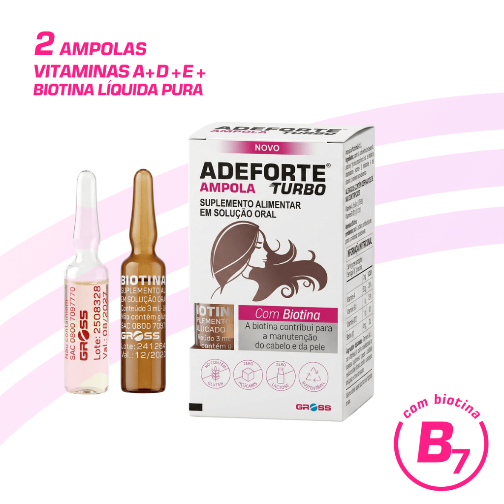 Adeforte Turbo + Biotina 3ml Original Vitamina Cabelos Pele Unhas