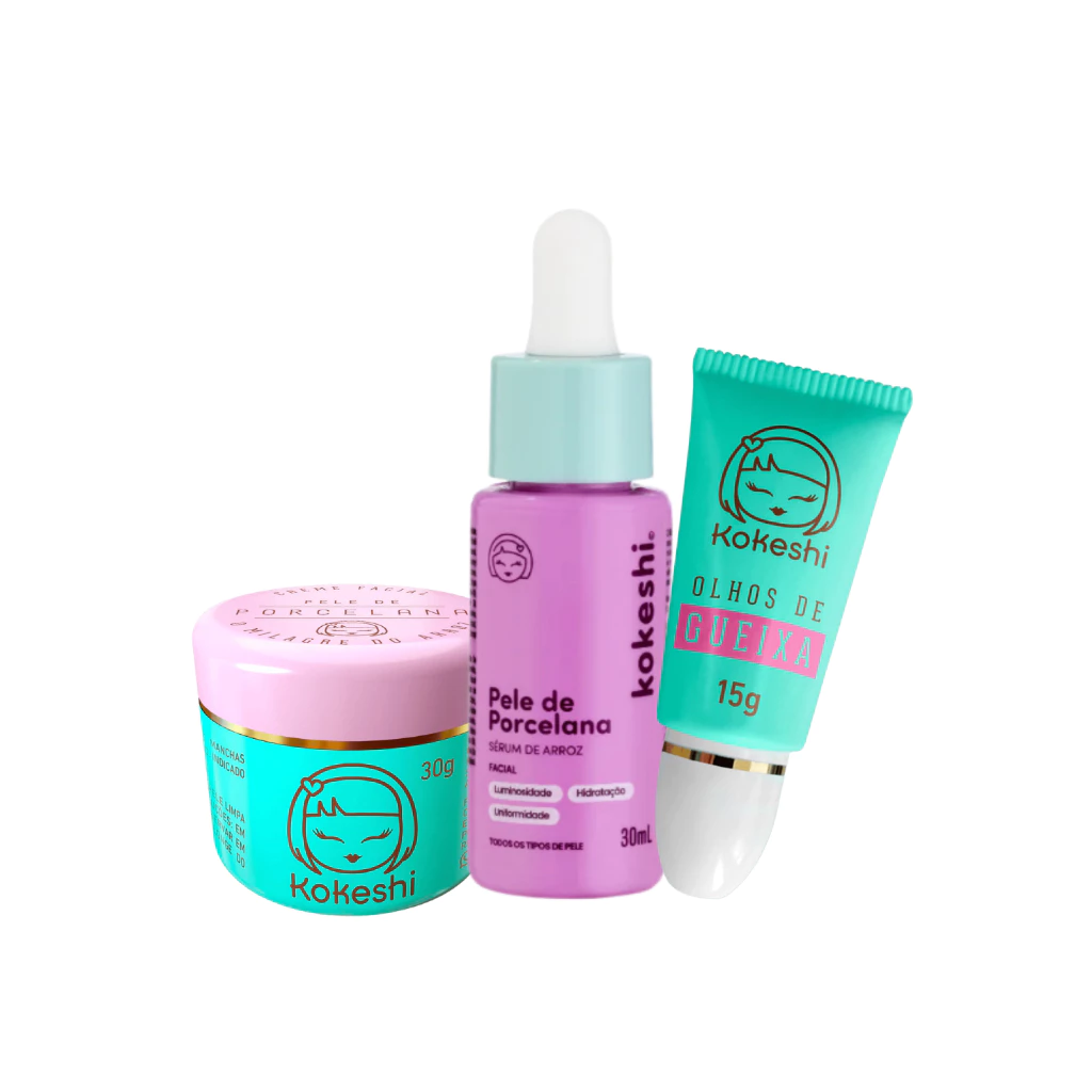 Kit Pele de Porcelana com Sérum de Arroz e Olhos de Gueixa Kokeshi