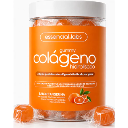 GUMMY de COLÁGENO VERISOL® com 2 5g de Peptídeos Bioativos por Gummy e Tecnologia Alemã 30 Doses Sabor Tangerina