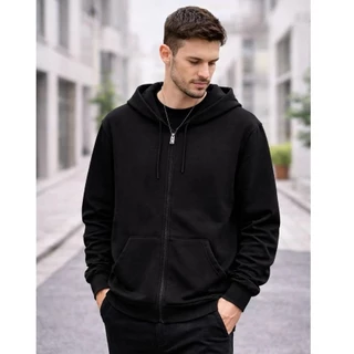 Moletom Capote Com Ziper, Masculino E Feminino Confortavel Cinza Liso Com Capuz