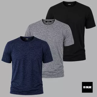 VB ONLINE Kit 3 Camisetas Masculina Dry Fit Esportivo Anti-Odor Treino academia fitness do M ao G1
