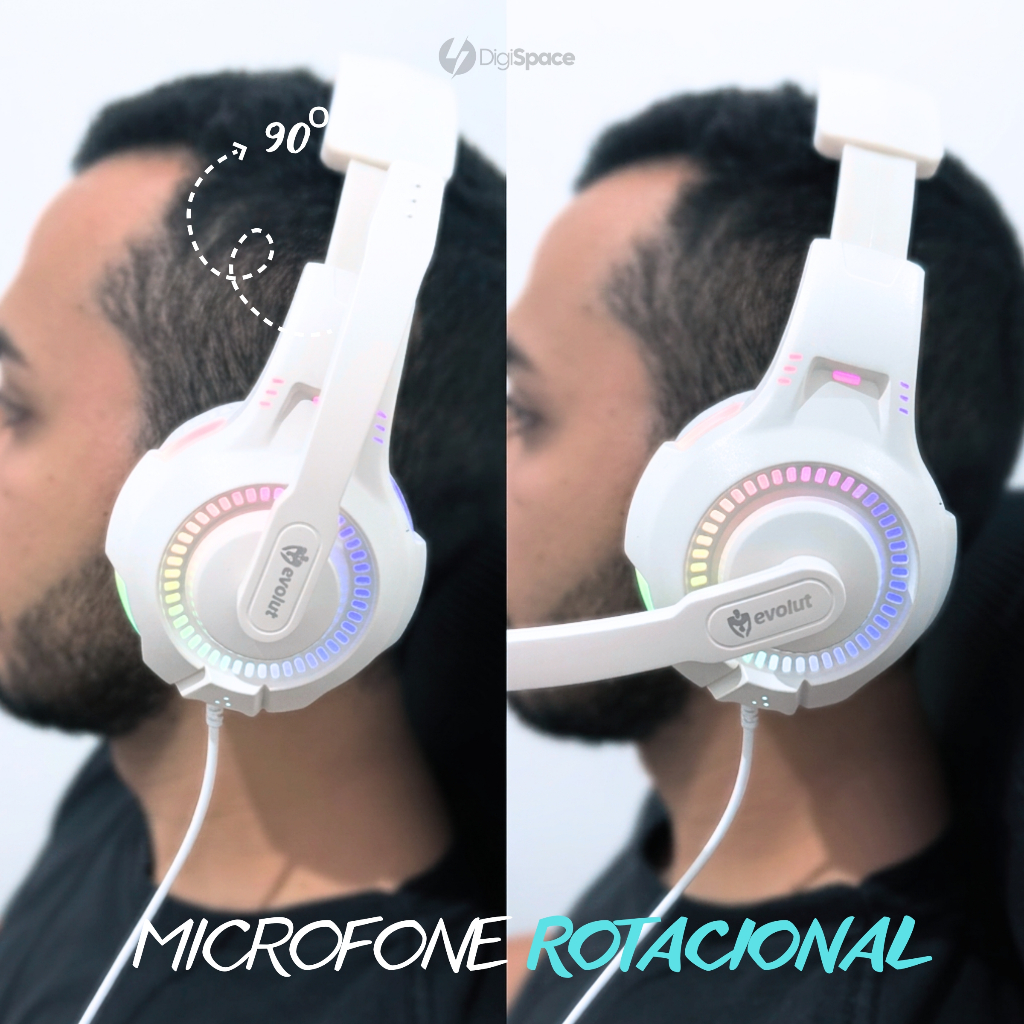 Fone De Ouvido Headset Gamer Profissional Branco Led RGB PC USB P2/P3 Celular Videogame Xbox PS4 PS5 — imagem 4