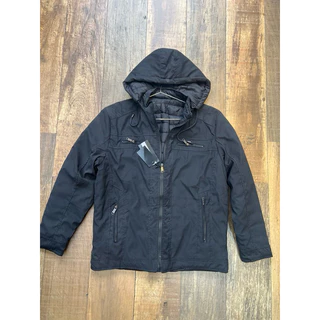 Jaqueta Jeans Sarja Dupla Face Masculina com Capuz Removível