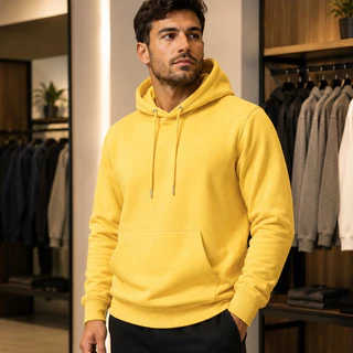 Moletom Canguru Premium Grosso Flanelado Quentinho Inverno Unissex com Capuz Amarelo, Confortavel e Estiloso Copa