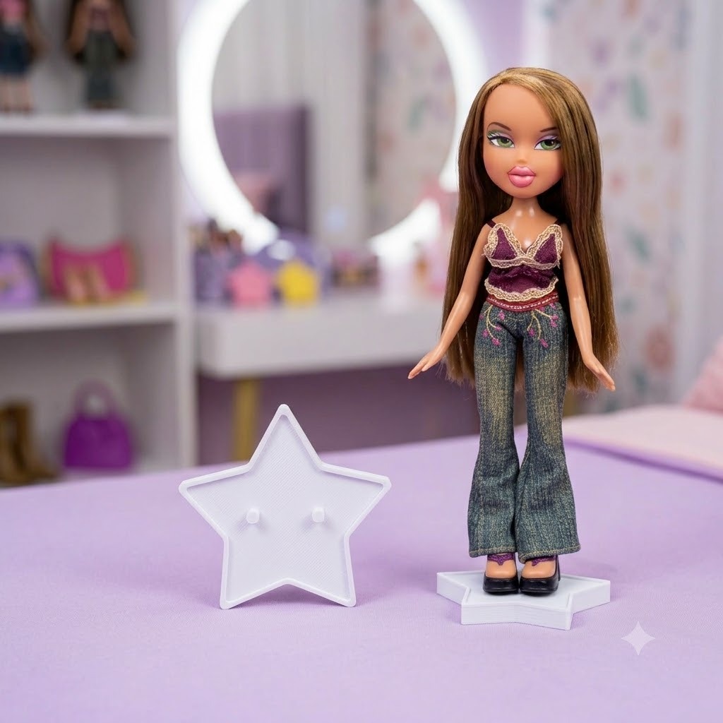 Suporte para Boneca Bratz | Expositor Display Base Estrela para Colecionador | Stand Boneca Impressão 3D