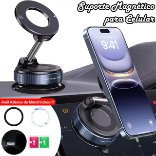 Suporte Magnético para Celular Versão Atualizada com Suporte Dobrável 360º e Imã Forte, Para-Brisa, Painel, Sucção Forte