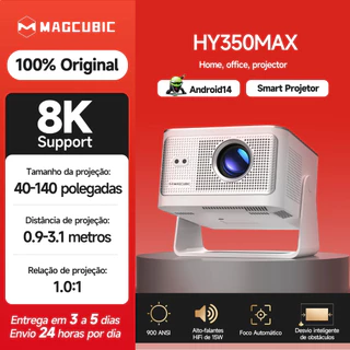 Magcubic Projetor HY350max 900 ANSI Correção Inteligente Chip H726 Foco Automático WIFI6 BT5.4