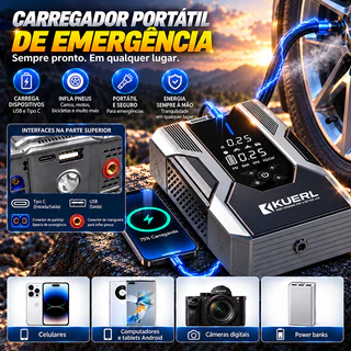 20000mah/12000mAh Bomba de Ar Portátil Compressor 4 em 1 com PowerBank LED e Calibrador para Carro Auto Pneu