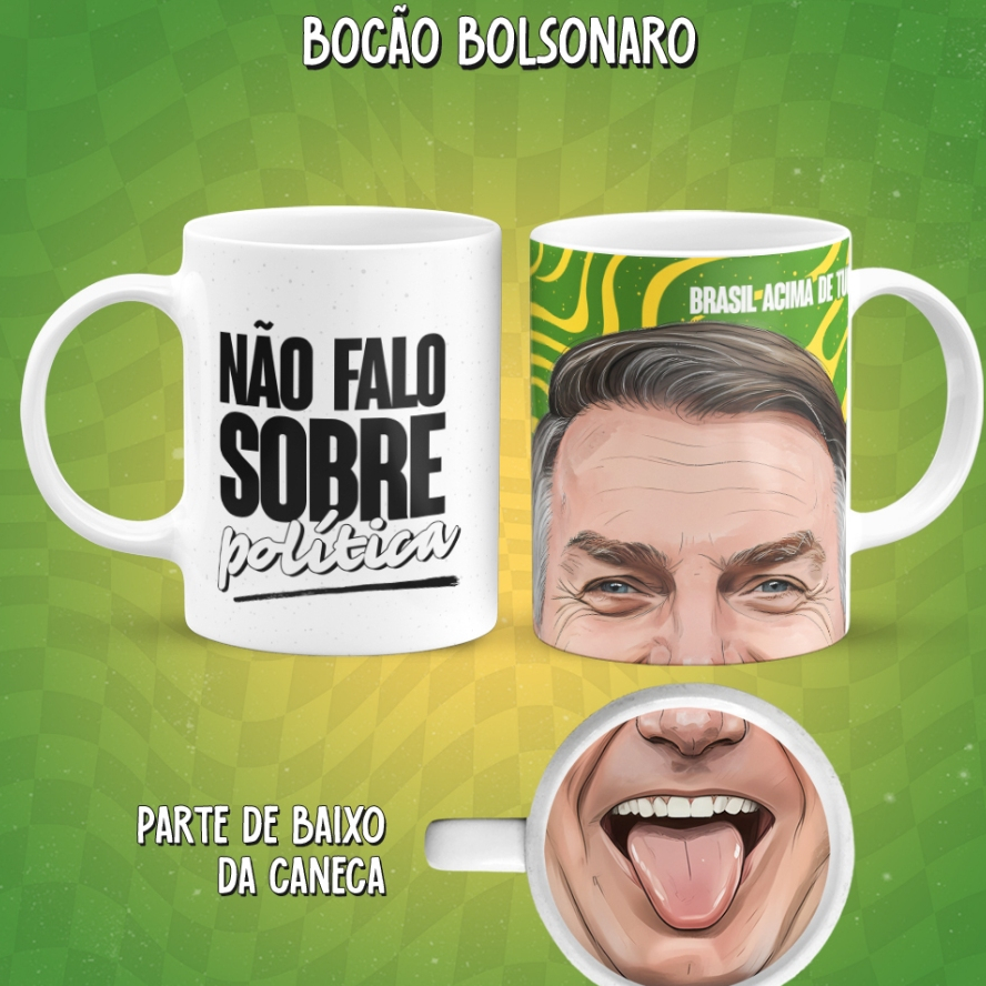 Caneca Não Falo de Política Bolsonaro - Caneca Personalizada Cerâmica 325ml - Presente Engraçado Meme