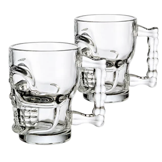 Kit 2 Canecas Chopp E Cerveja De Vidro Caveira Style 500ml