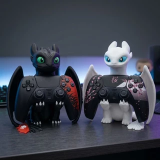Suporte Porta Controle Dragão Fúria Da Noite / Luz Para Controle PS5, PS4, Xbox, Celular Gamer Decorativo