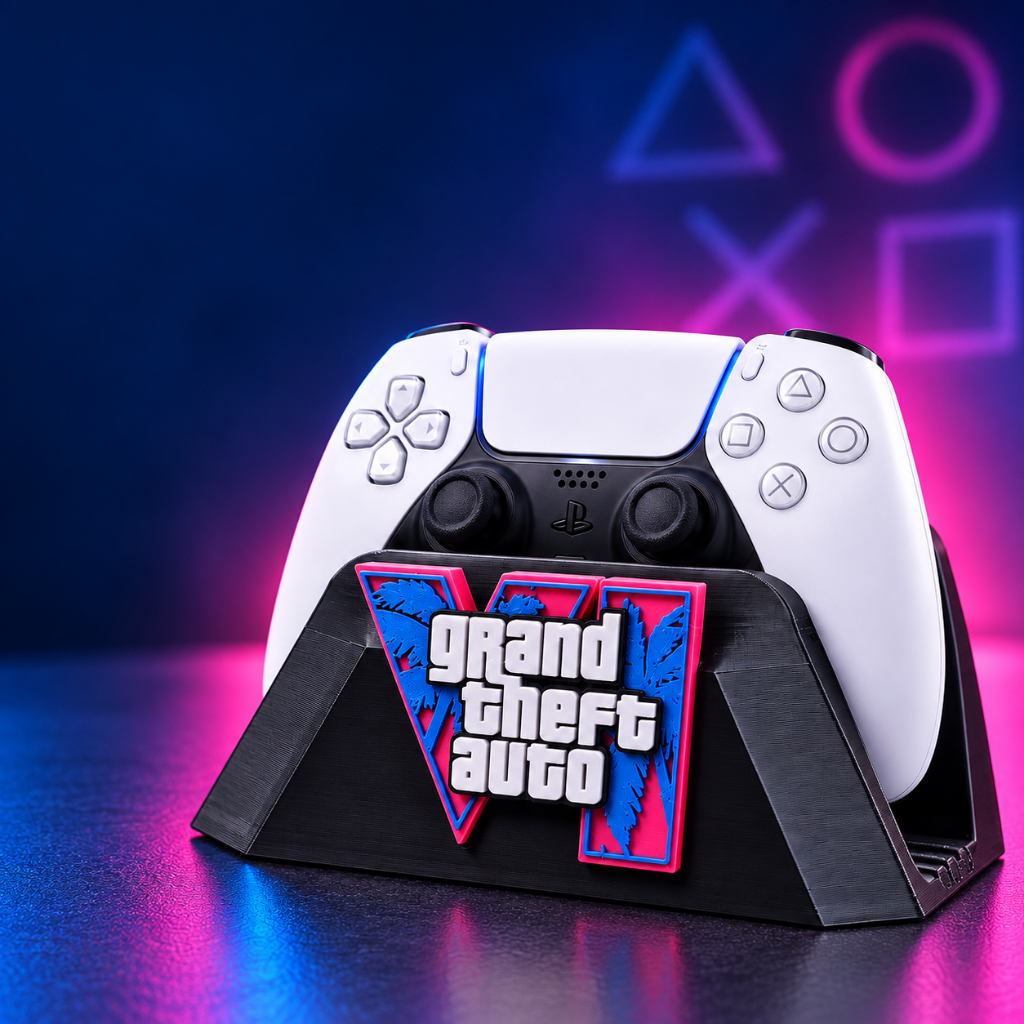 Suporte Porta Controle GTA 6 / GTA VI para PS5 DualSense e Xbox Series X/S/One – Base Gamer Decoração Setup 3D + Brinde — imagem 5