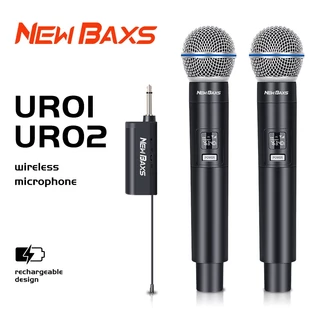 Microfone Sem Fio NEW BAXS UR01/UR02 Universal Recarregável Compatível com Diversos Receptores Alcance 50m