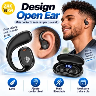 Fone de Ouvido Bluetooth 2 em 1 Sem Fio - 2 Pares Clipe e Semi Intra-Auricular com Estojo e Display de Bateria