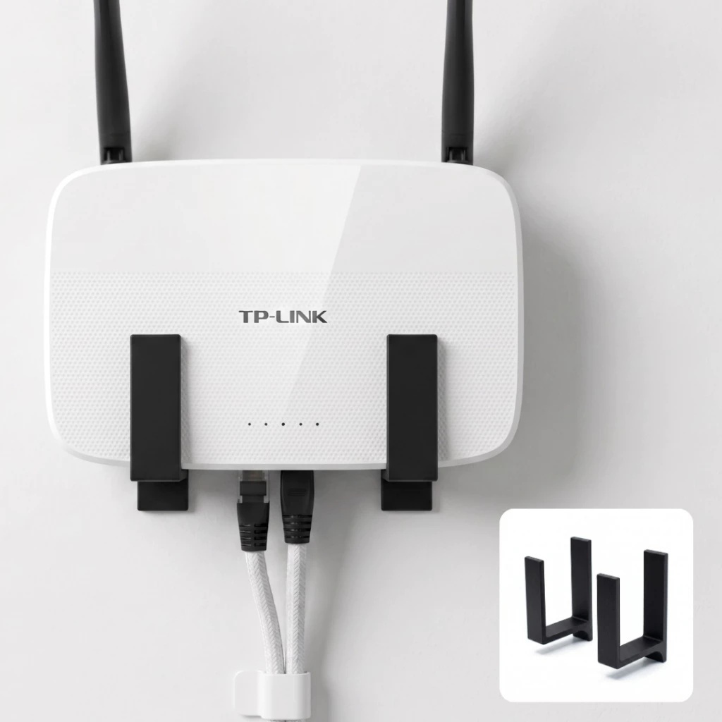 Suporte Roteador Modem Parede Sem Furo Fita 3M Adesivo Universal Organizador WiFi Internet