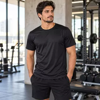 Camiseta Masculina Dry Fit Lisa Manga Curta Gola Redonda Esportiva