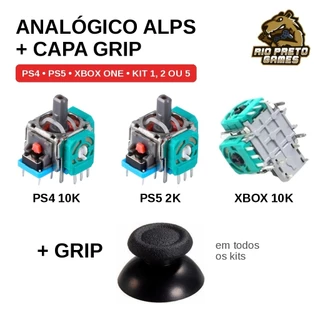 Analógico 3D ALPS + Capa Grip para Controle PS4, PS5, Xbox One e Series – 10K/2K Ohms – Kit 1, 2 ou 5