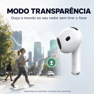 Fone Bluetooth Air 4 Pro ANC Áudio Espacial Cancelamento Ruído GPS Sem Fio iOS Android
