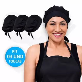 Kit Com 3 Touca Telinha Lavável Uniforme Cozinha Restaurante Padaria Pizzaria