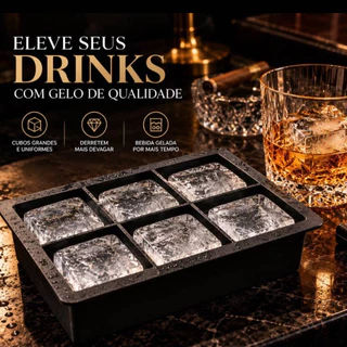Forma de gelo 6 cubos grandes para drinks