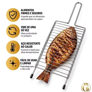 Grelha Dupla 70x20cm Grande Premium Abaulada para Churrasco