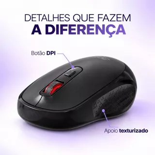 Mouse Sem Fio AOC MS400 Ergonômico Apoio para Polegar 1600 DPI Wireless 2.4GHz Office Notebook PC
