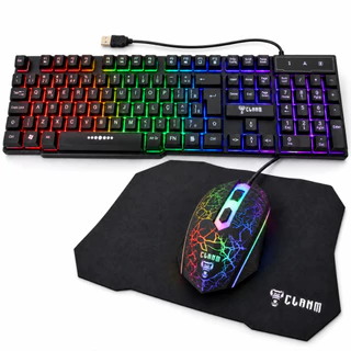 Kit Gamer 3 em 1 Teclado LED Rainbow ABNT2 Anti-Ghosting Mouse Gamer 3200 DPI Mouse Pad PC Notebook