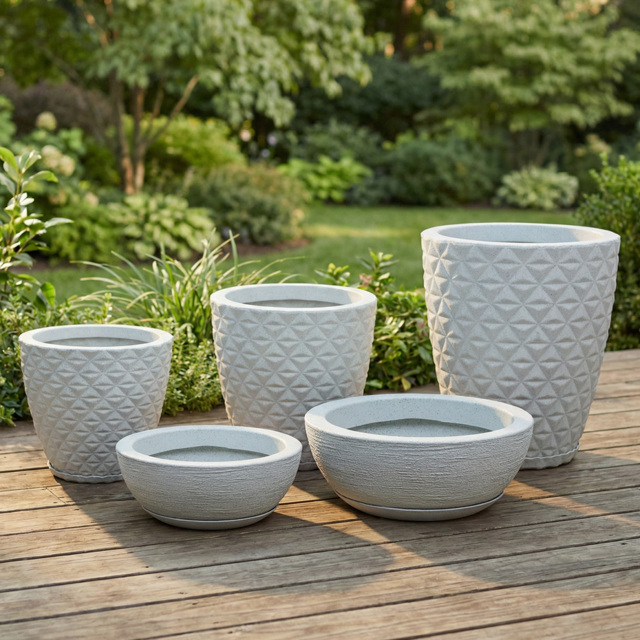 Kit 5 Vasos Para Plantas Grande Polietileno Diamante Bacia Decorativo ...