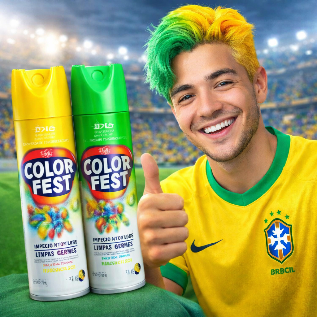 Spray Colorido de  Cabelo Verde | Amarelo Temporário | Torcida Brasil | Festa | 2 Unidades Lavável em Oferta na Shopee