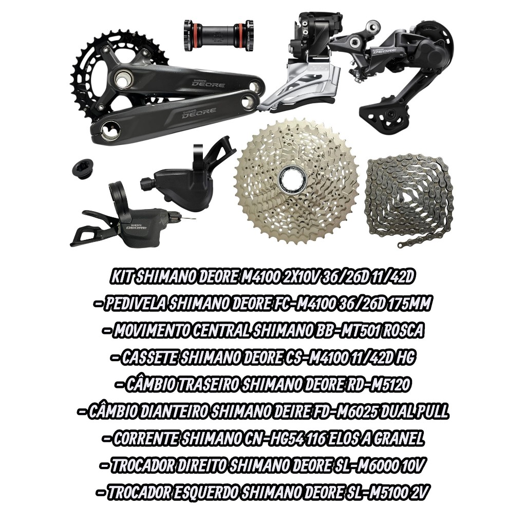 Kit Shimano Deore M4100 2x10v 20v 36/26D 11/42D ORIGINAL | Shopee