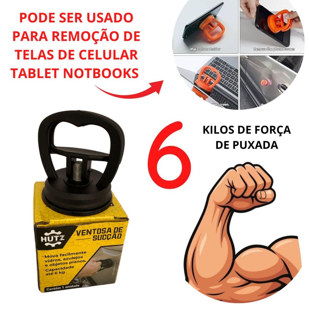 Puxador Ventosa Reparo Desamassar Lataria Carro Amassado Alta Sucção 7kilos Tela Lcd Celular Tablet