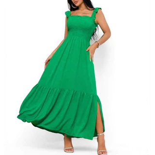 Vestido Longo Liso Lastex Feminino Soltinho Moda Casual Elegante Evangélica Festa Casamento em Oferta na Shopee