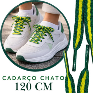 Par Cadarço Achatado Verde Amarelo 120cm Adulto Infantil Exclusivo em Oferta na Shopee