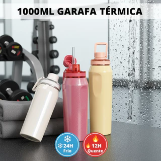 Belifou 600ML/800ML/1000ML Garrafa Térmica Portátil De Com Isolamento Duplo Adequada Para Academia