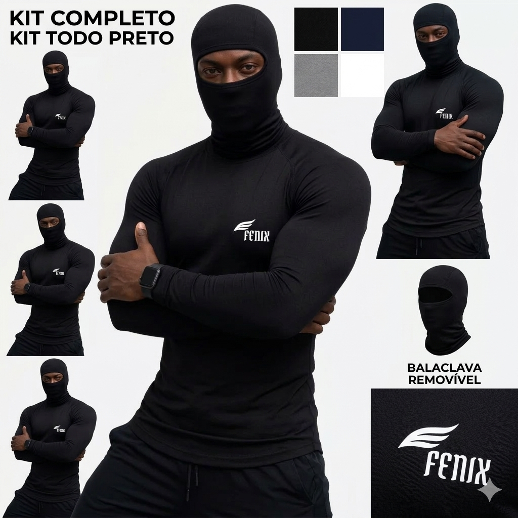 Kit Camisa Térmica com Balaclava Proteção UV 50+