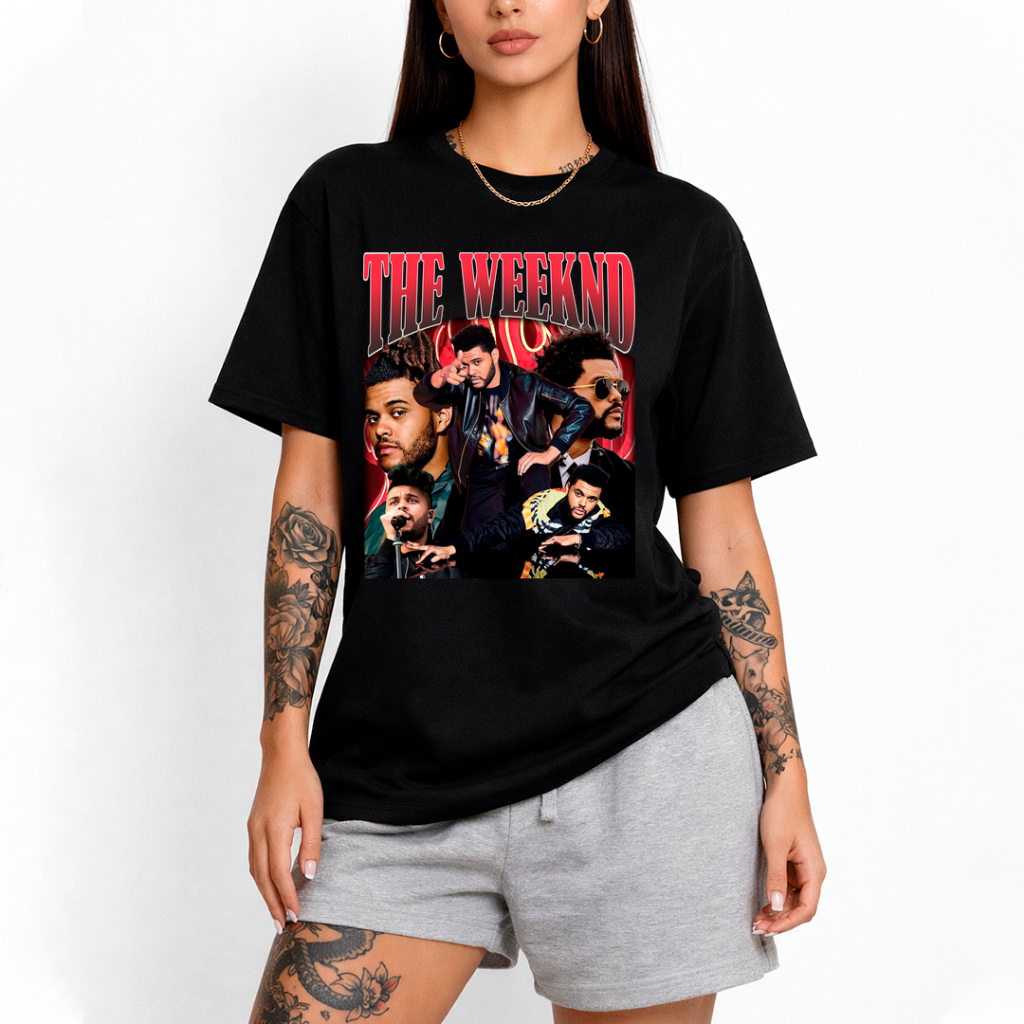 WEEKEND グラフィック Tシャツ ブラック Camiseta Algodão Unissex Graphic Tees The Weeknd Red Camisa