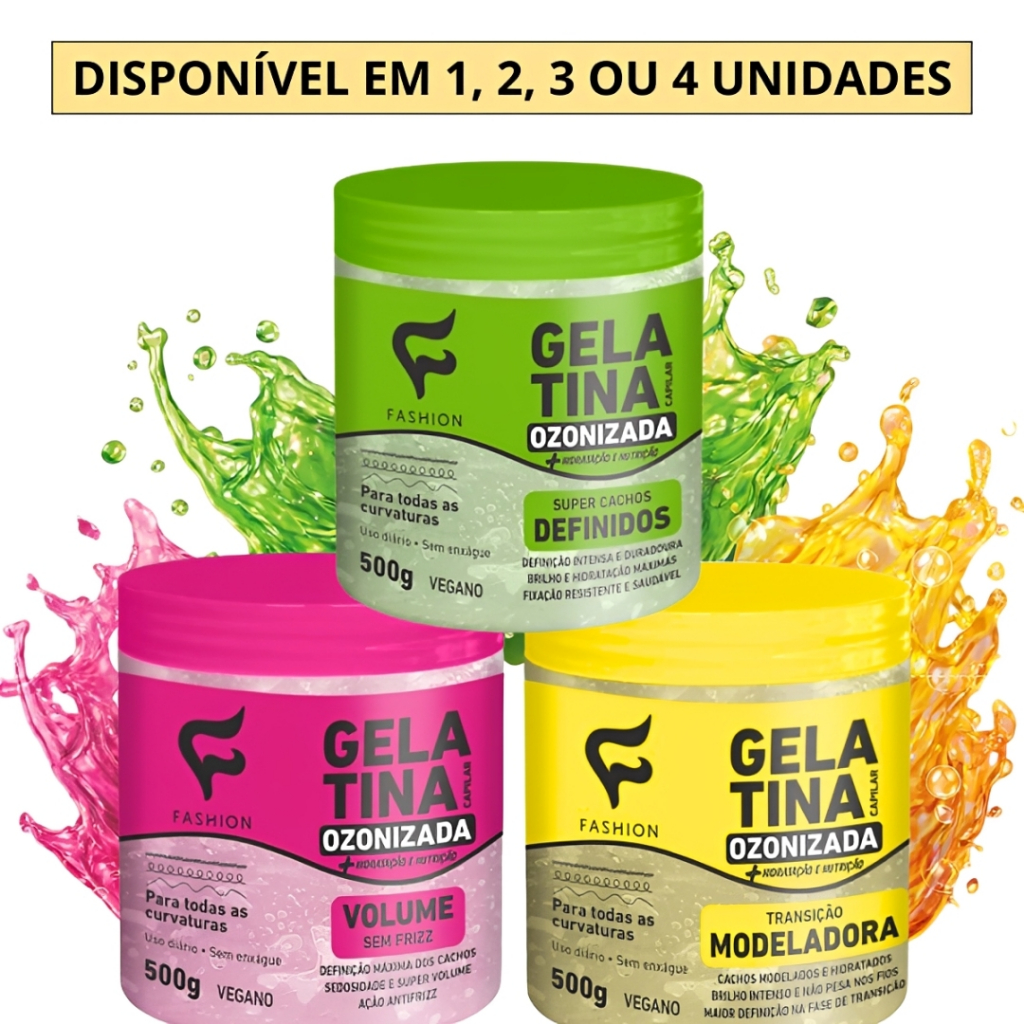 Gelatina Capilar Ozonizada 500g Vegano Fashion Cosméticos Definição Anti Frizz