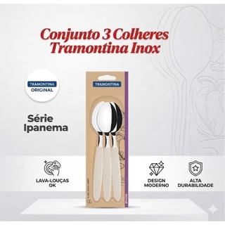 Kit Talheres 3 Colheres ou Garfos de Mesa Tramontina Ipanema em Aço Inox
