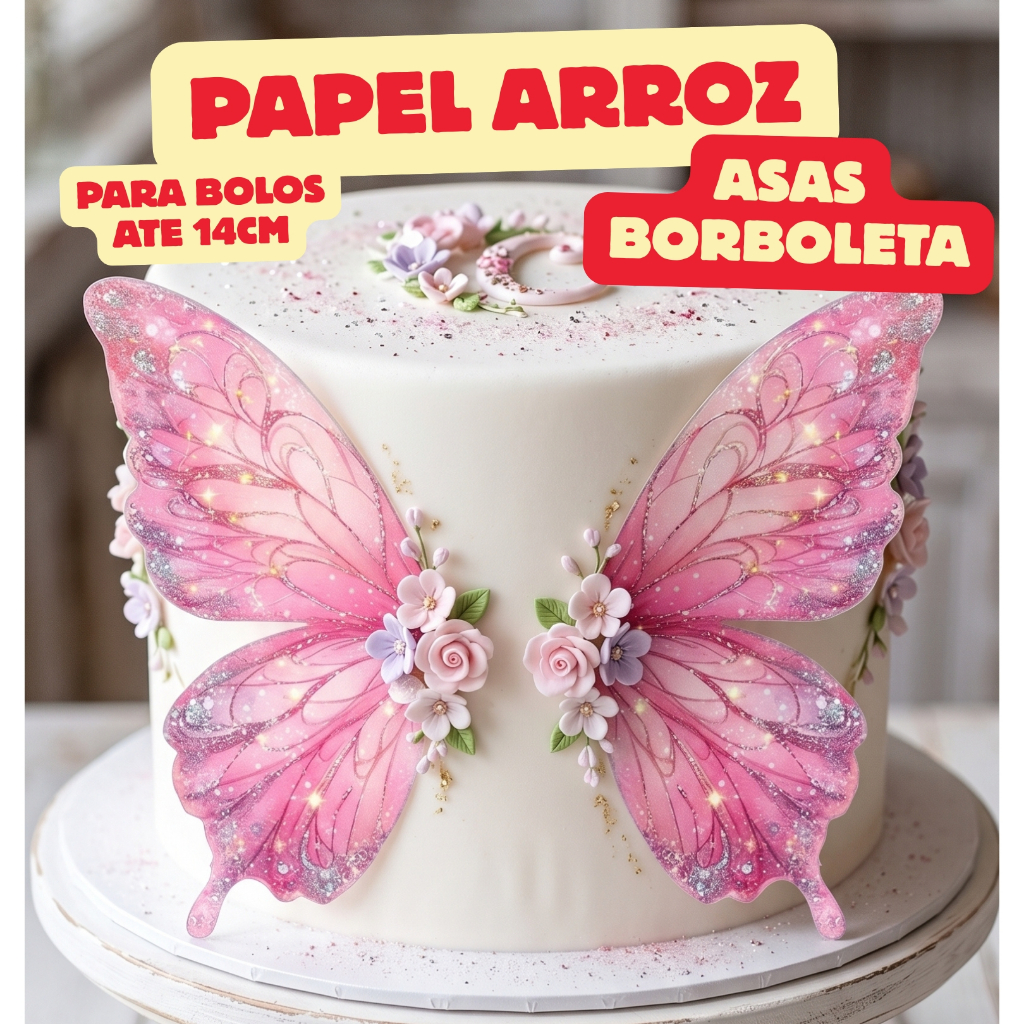 Papel de arroz asas comestivel jardim encantado delicado bol