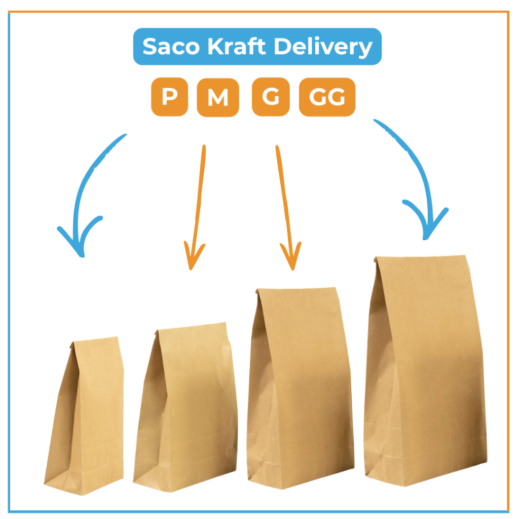 Saco Kraft Liso para Delivery Alimentos Padaria Lanchonete R